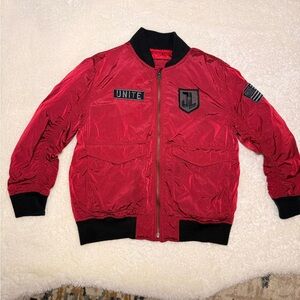 GAP Kids x DC Justice League JL Flight red Bomber Puffer Jacket Size Medium